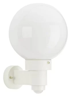 Albert 680257 Kugel-Wandleuchte M. Bewegungsmelder, Opalglas, Weiß