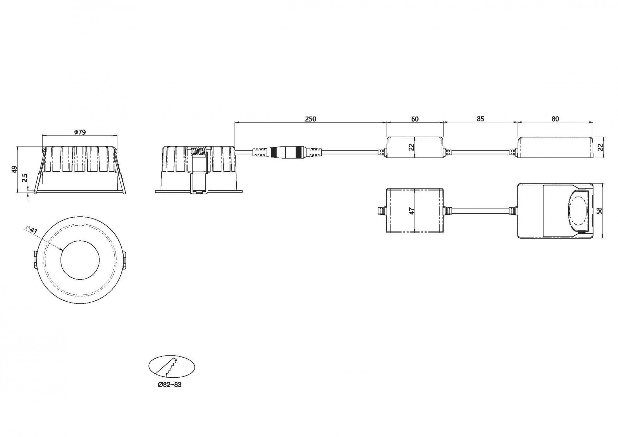 ALED 5703059001404 LED Downlight EVO D IsoSafe Sunfall Outdoor/Indoor 7W 560lm 2500-3000K 60° CRI95 IP54 Schwarz Ausschnitt 83mm 2 ALED 5703059001404 LED Downlight EVO D IsoSafe Sunfall Outdoor/Indoor 7W 560lm 2500-3000K 60° CRI95 IP54 Schwarz Ausschnitt 83mm – Bild 2