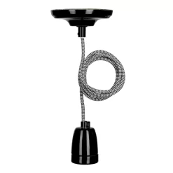 BAILEY 141474 Pendelleuchte Porzellan E27, Schwarz, Mit Textilkabel 1,5m