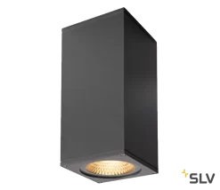 SLV 234515 BIG THEO WALL, Outdoor Wandleuchte, Zweiflammig, LED, 3000K, Flood Up/Beam Down, Silbergrau, B/H/T 13/29/13,5 Cm