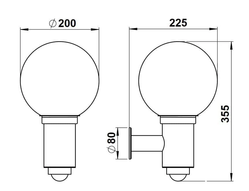 Albert 690224 Kugel-Wandleuchte M. Bewegungsmelder, Opalglas, Edelstahl 2 Albert 690224 Kugel-Wandleuchte M. Bewegungsmelder, Opalglas, Edelstahl – Bild 2