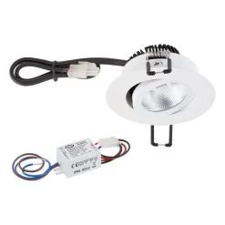 EVN PC20N30127 LED Deckeneinbauleuchte Rund, Schwenkbar, IP20, 3W, 2700K, 280lm