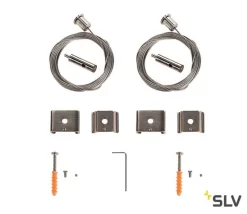 SLV 1002845 EUTRAC, S-TRACK Und 1 Phasen-Schienen Drahtseilabhängung, 5m, 2er Set